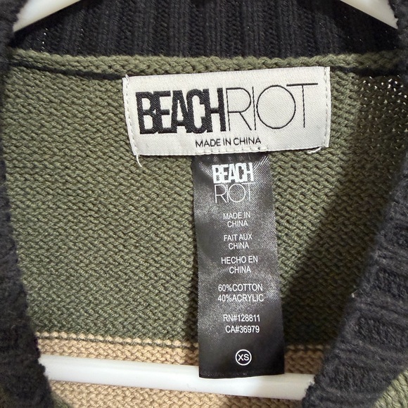 Beach Riot Olive, Cream & Black Checkerboard Crewneck Sweater - Picture 2 of 3